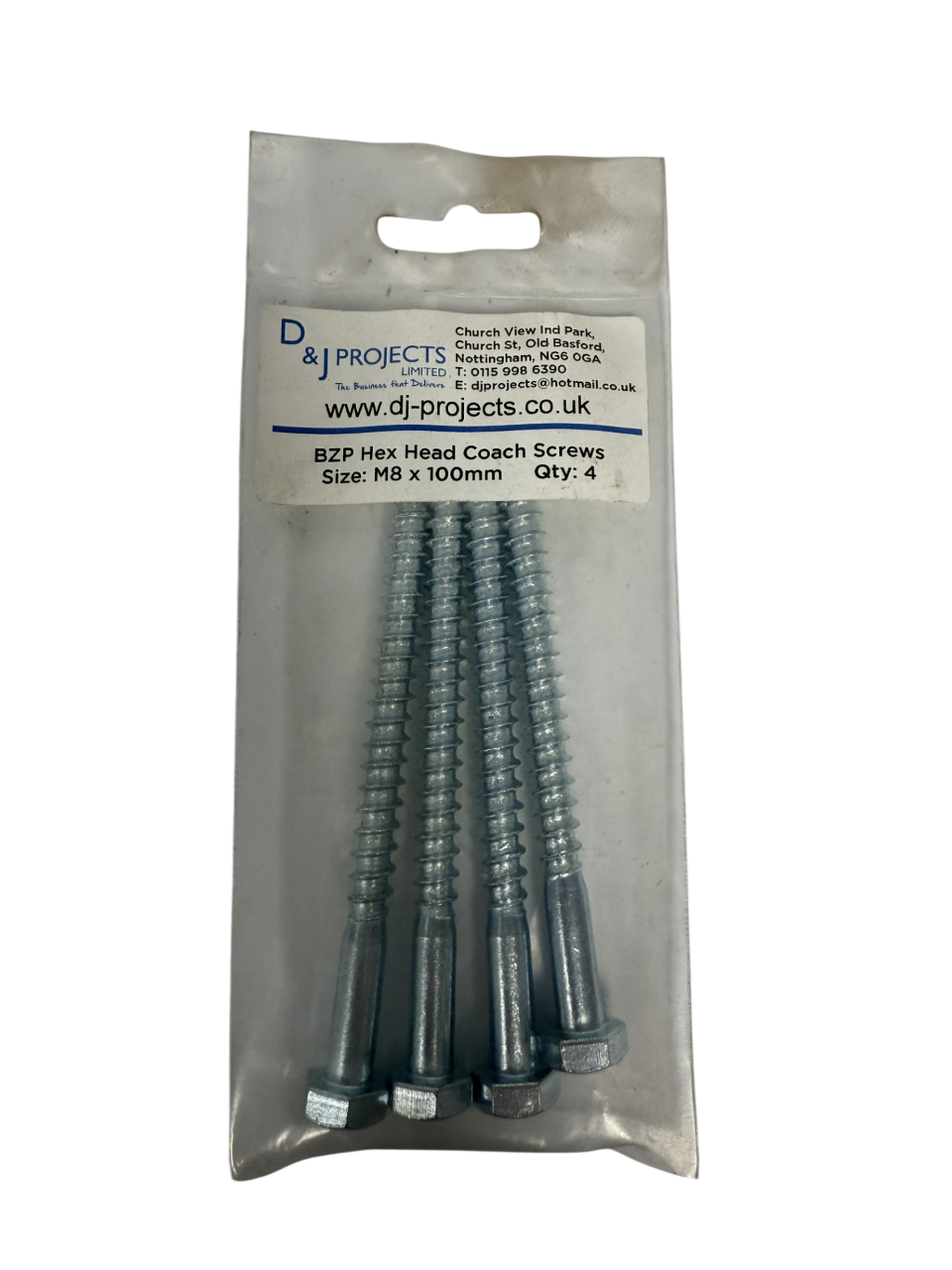 Samac M8x100mm BZP Hex Hd Coach Screws (4)