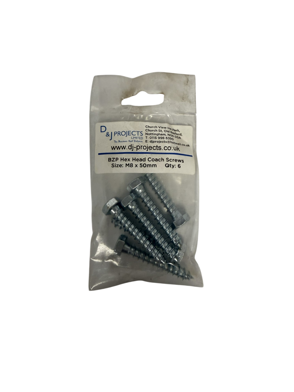 Samac M8x50mm BZP Hex Hd Coach Screws (6)