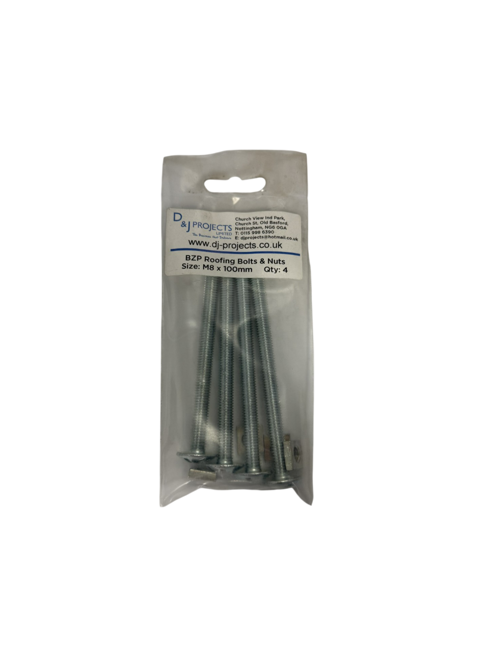 M8x100mm BZP Roofing Bolts Nuts (4)