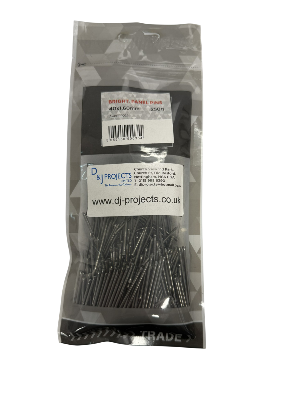 Samac 40x1.60mm Bright Panel Pins 250g