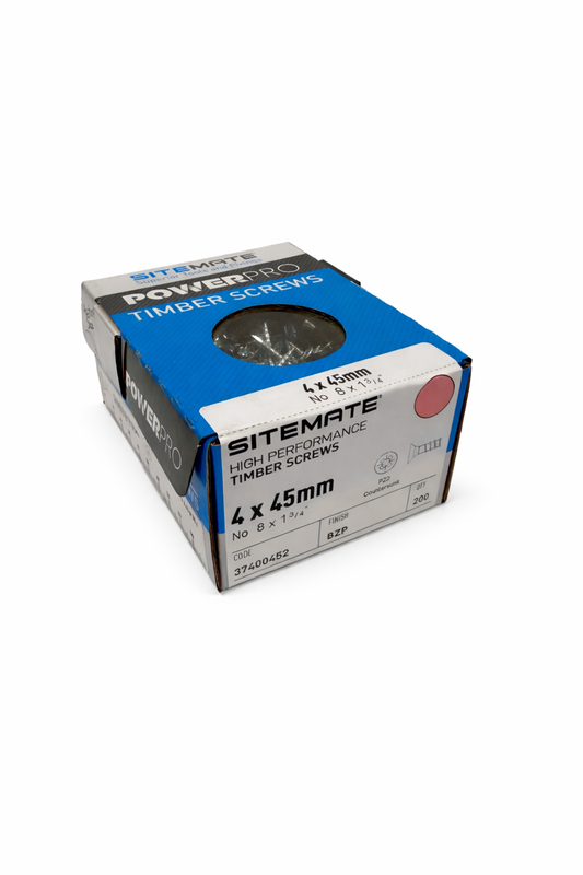 SITEMATE® HIGH PERFORMANCE TIMBER SCREWS - 4 x 45mm BZP & YELLOW PA