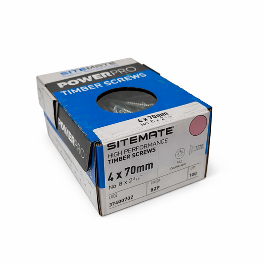 SITEMATE® C/SUNK POWERPRO TIMBER SCREWS | 4 X 70MM BZP