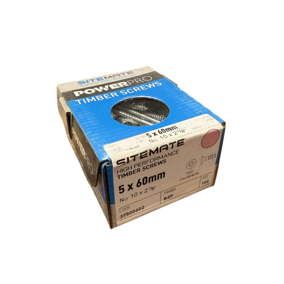 SITEMATE® C/SUNK POWERPRO TIMBER SCREWS | 5 X 60MM BZP