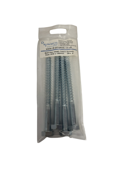 Samac M10x130mm BZP Hex Hd Coach Screws (4)