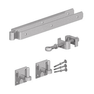 Field Gate Adjustable Double Strap Hinge Set with Hooks on Plates | 18" 450mm Galvanised