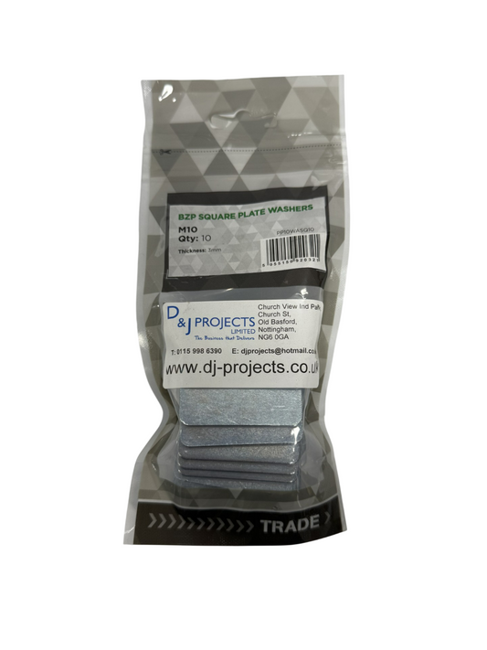 Samac M10x50mm BZP Square Plate Washers (10)