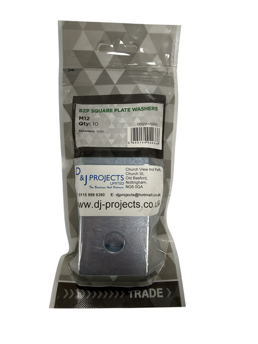 Samac M12x50mm BZP Square Plate Washers (10)