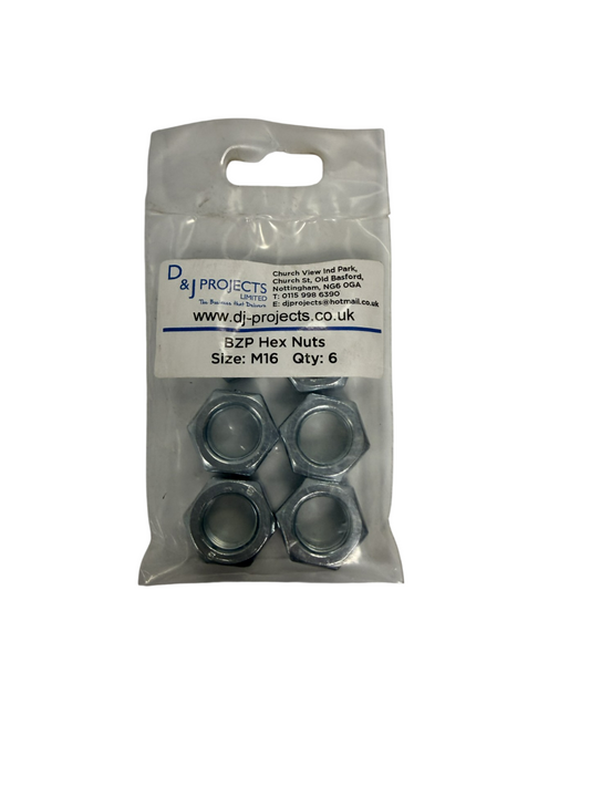 Samac M16 BZP Hexagon Full Nuts (6)