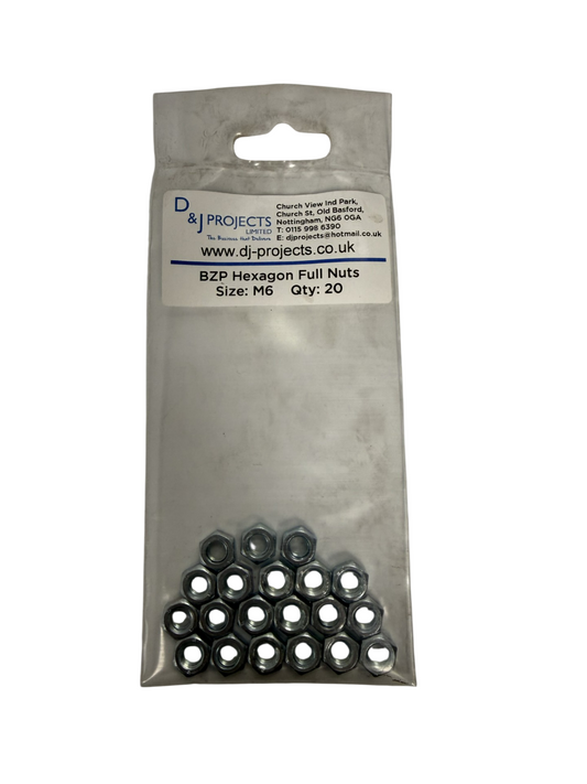 Samac M6 BZP Hexagon Full Nuts (20)